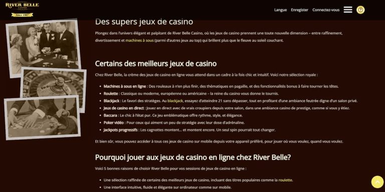 River Belle Casino jeux